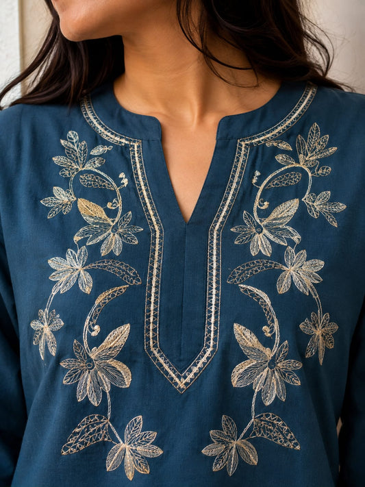 Blue Iris Embroidered Co-ord Set