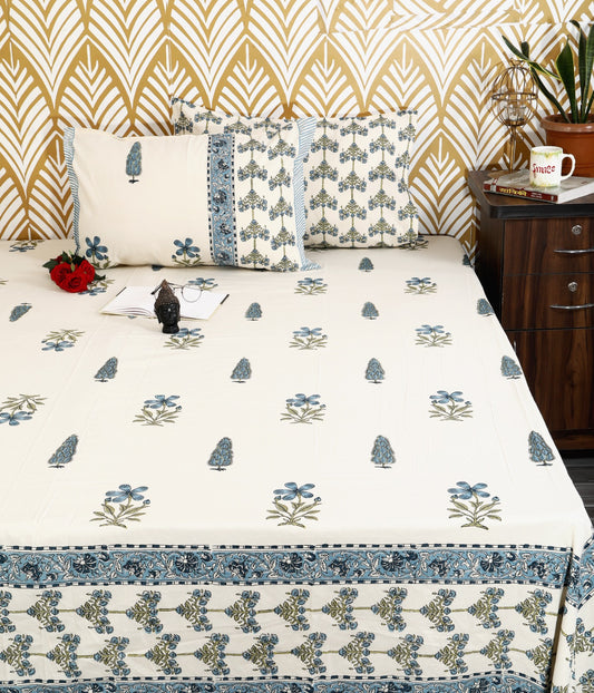 Botanical Breeze King Size Cotton Bedsheet Set
