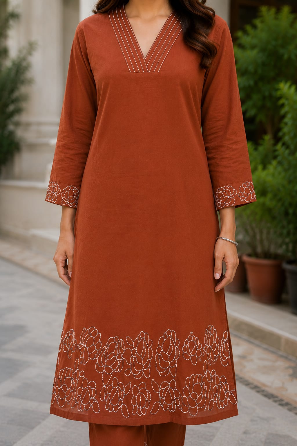 Cinnamon Gulbahar Cotton Kurta Pant Set