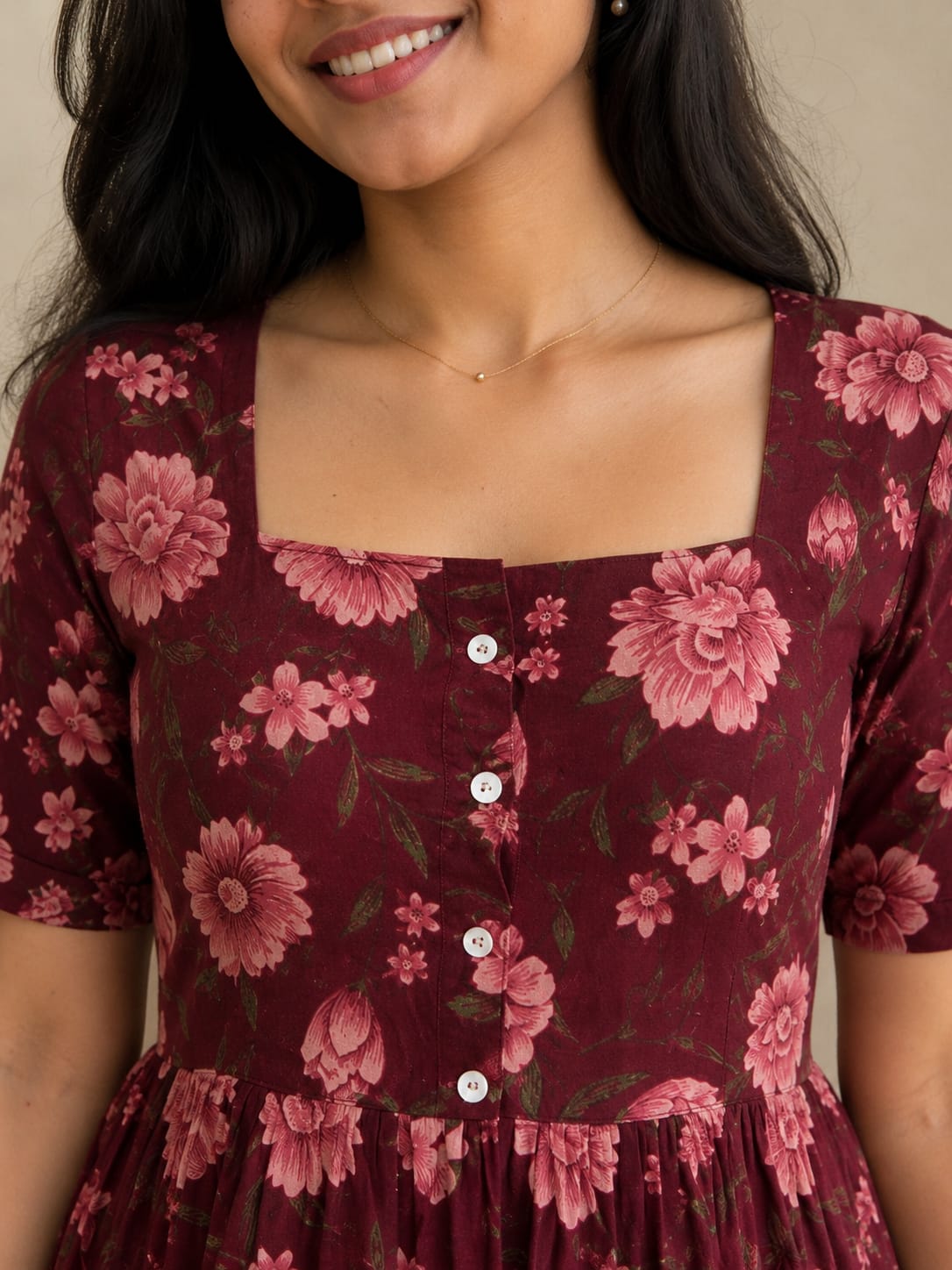 Crimson Blossom Midi Dress
