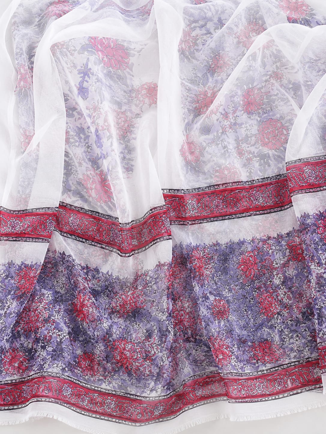 Gulab Rang Floral Cotton Suit with Chiffon Dupatta