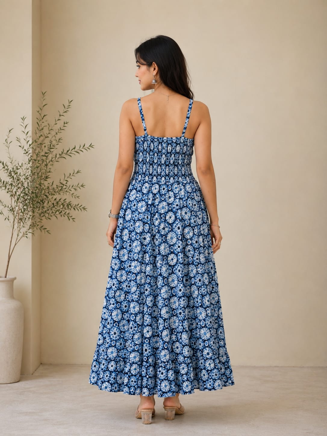 Indigo Bloom Fit & Flare Dress