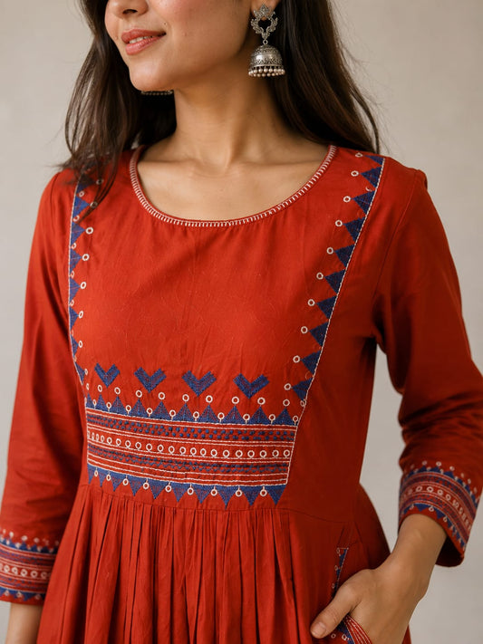 Kesariya Rust Kurta Pant Set