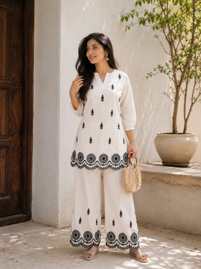 Cotton Hand Embroidery Co-ord Set