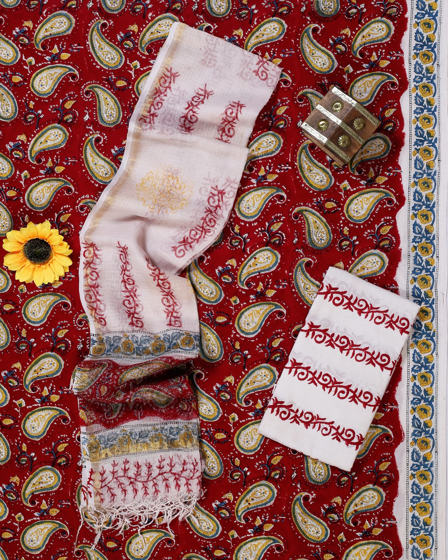 Hand Block Printed - Kota Doriya Dupatta Salwar Suit Sets
