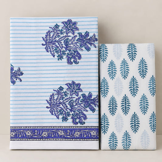 Aabha Blue Floral Cotton Suit Set