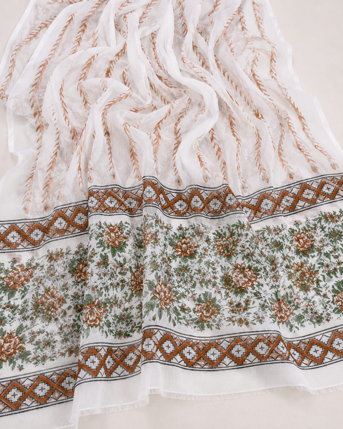 Bagru Bloom Cotton Suit with Chiffon Dupatta