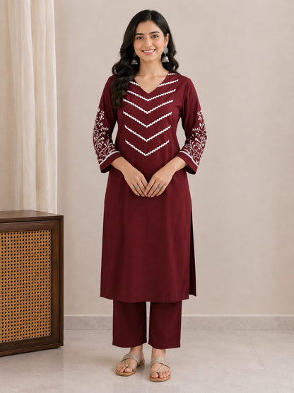 Berry Muse Cotton Kurta Pant Set