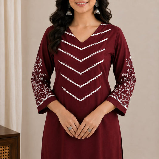 Berry Muse Cotton Kurta Pant Set