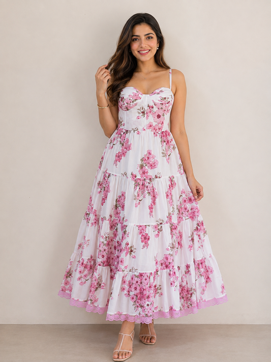 Blossom Grace Floral Cotton Dress