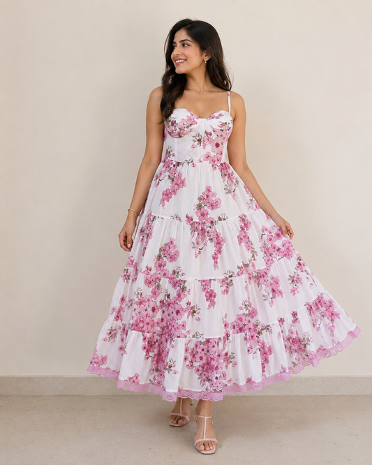 Blossom Grace Floral Cotton Dress