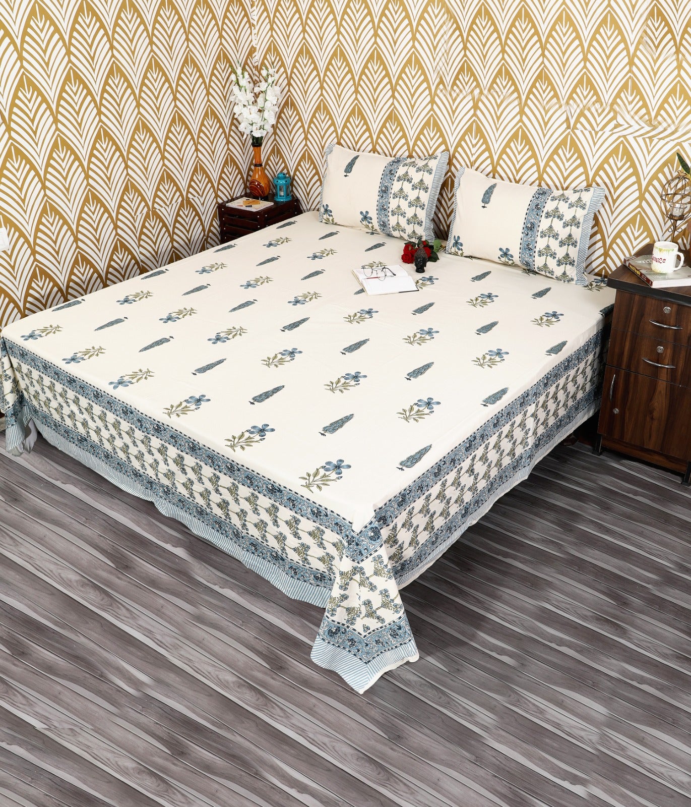 Botanical Breeze King Size Cotton Bedsheet Set