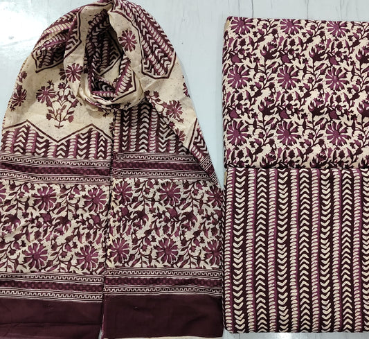 Burgundy Floral Heritage Pure Cotton Suit Set
