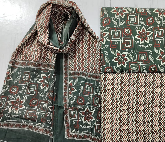 Emerald Heritage Floral Cotton Suit Set