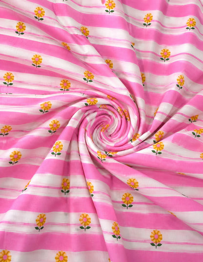 Gulabi Phool Cotton Running Fabric