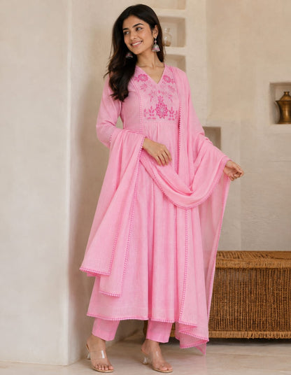 Gulabi Aari Bloom Cotton Suit Set