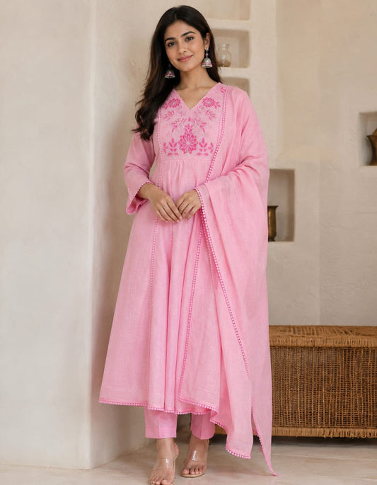 Gulabi Aari Bloom Cotton Suit Set