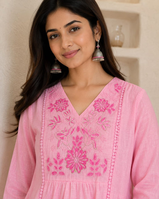 Gulabi Aari Bloom Cotton Suit Set
