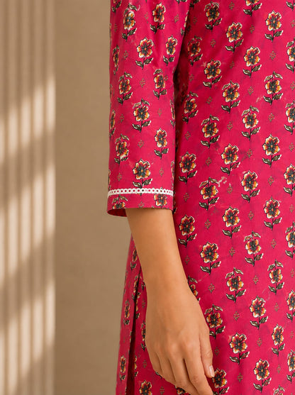 Gulabi Buta Cotton Kurti