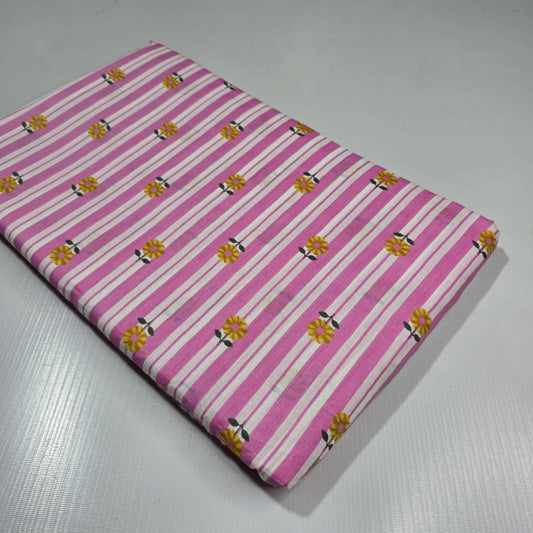 Gulabi Phool Cotton Running Fabric