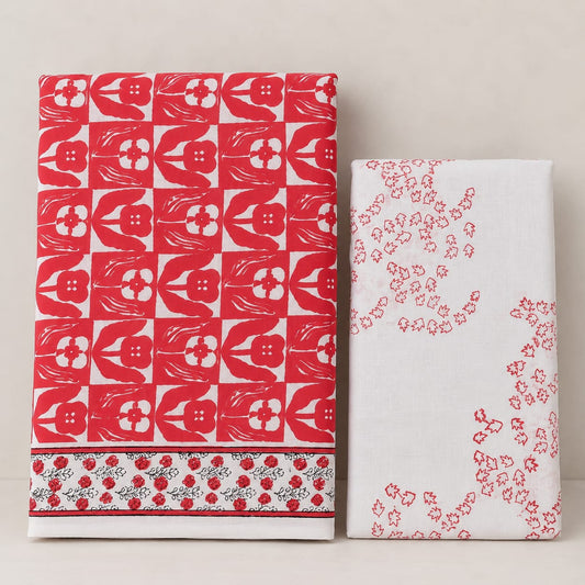 Gulabi Phool Handblock Cotton Suit Set