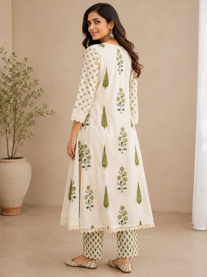 Gulbahar Green Cotton Suit Set