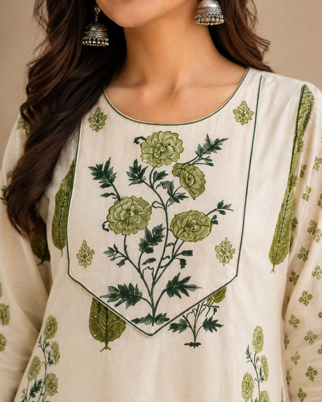 Gulbahar Green Cotton Suit Set