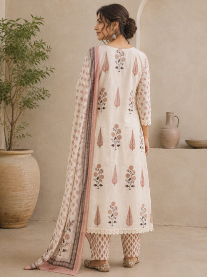 Gulbahar Pink Cotton Suit Set