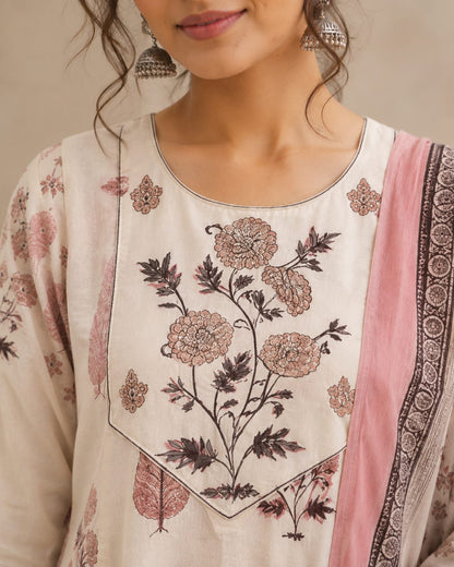 Gulbahar Pink Cotton Suit Set