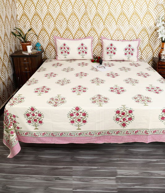 Gulmohar Garden Block Print Bedsheet Set