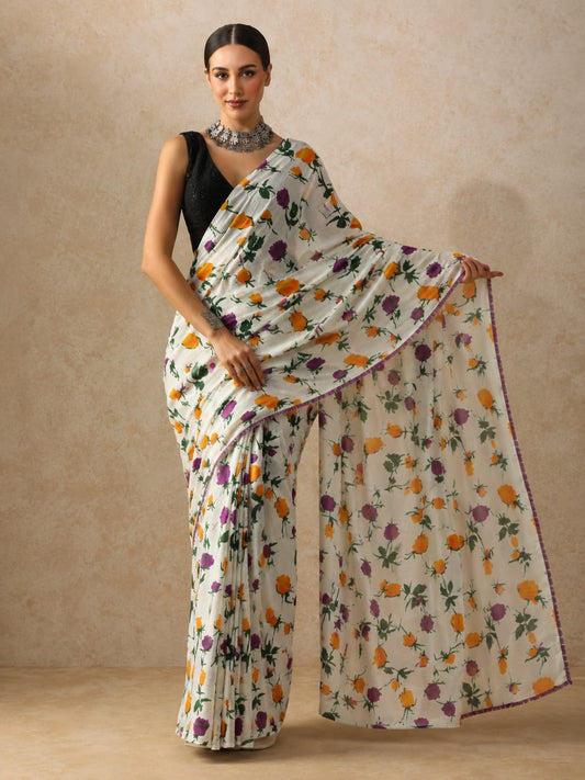 Gulnaar Floral Pure Mulmul Cotton Saree
