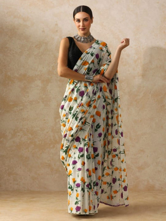Gulnaar Floral Pure Mulmul Cotton Saree