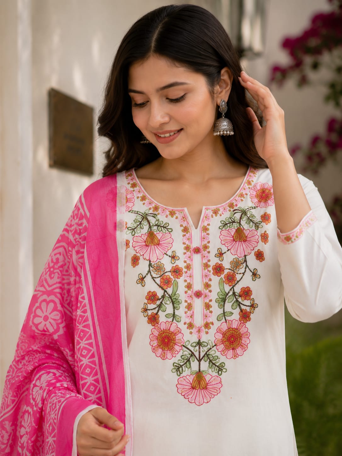Gulnaar Khadi Cotton Suit Set