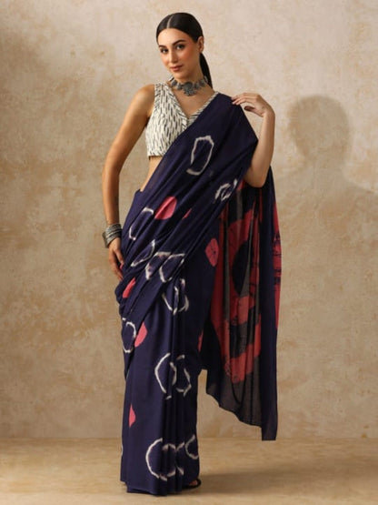 Indigo Eclipse Mulmul Saree