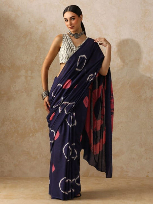 Indigo Eclipse Mulmul Saree