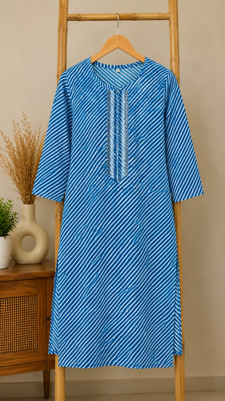 Indigo Leheriya Cotton Kurti