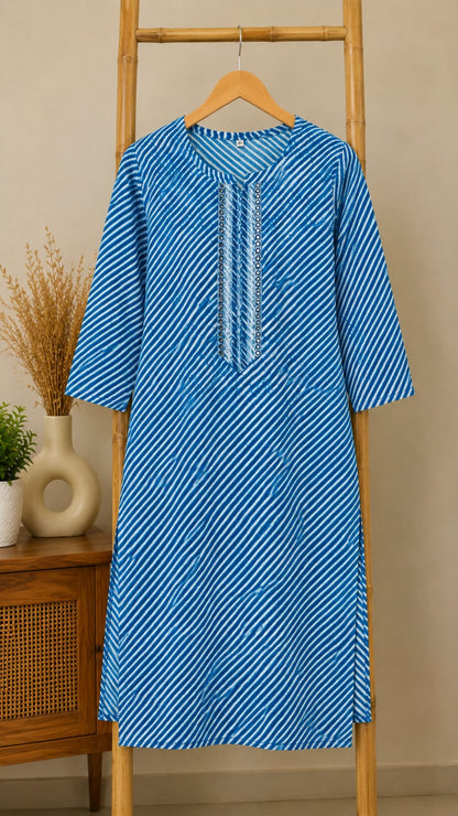 Indigo Leheriya Cotton Kurti