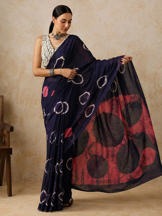 Indigo Eclipse Mulmul Saree