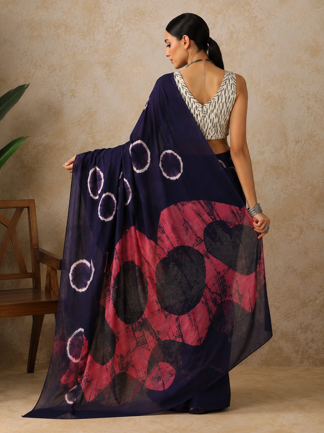 Indigo Eclipse Mulmul Saree