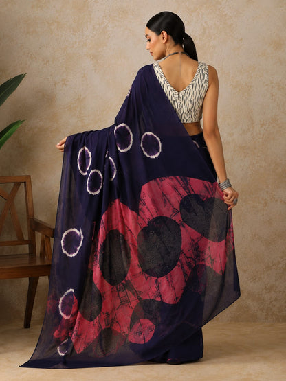 Indigo Eclipse Mulmul Saree