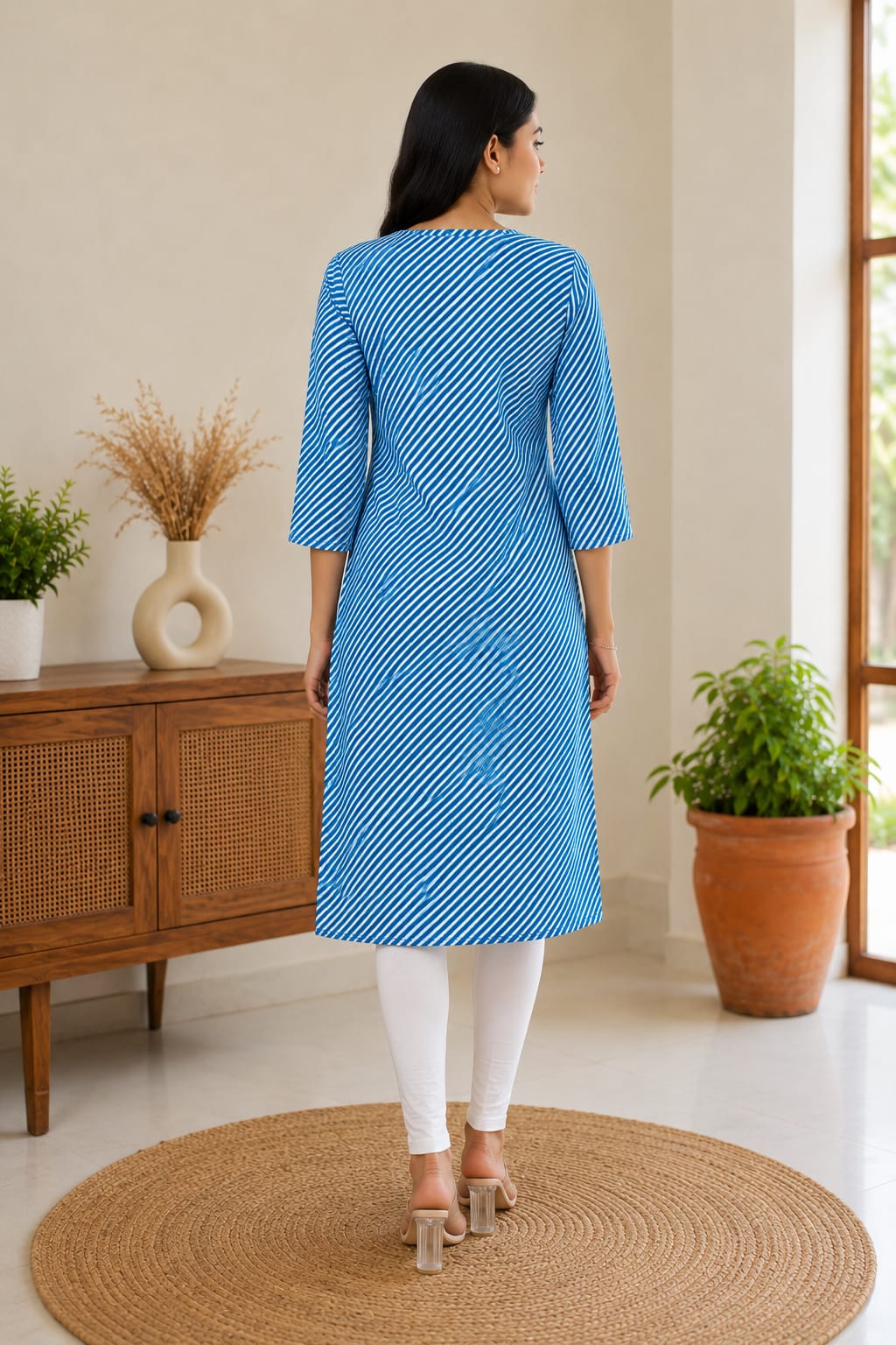 Indigo Leheriya Cotton Kurti