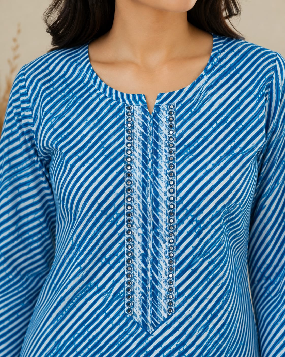 Indigo Leheriya Cotton Kurti