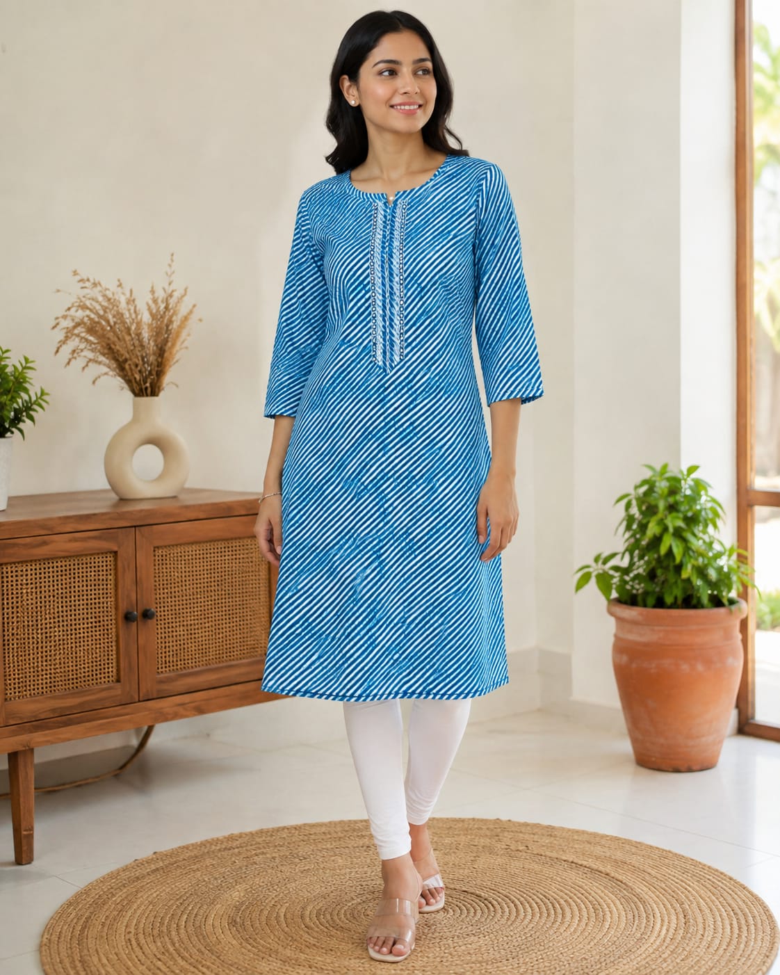 Indigo Leheriya Cotton Kurti