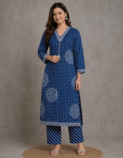 Indigo bloom Cotton Suit Set