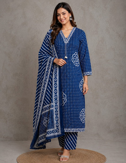 Indigo bloom Cotton Suit Set