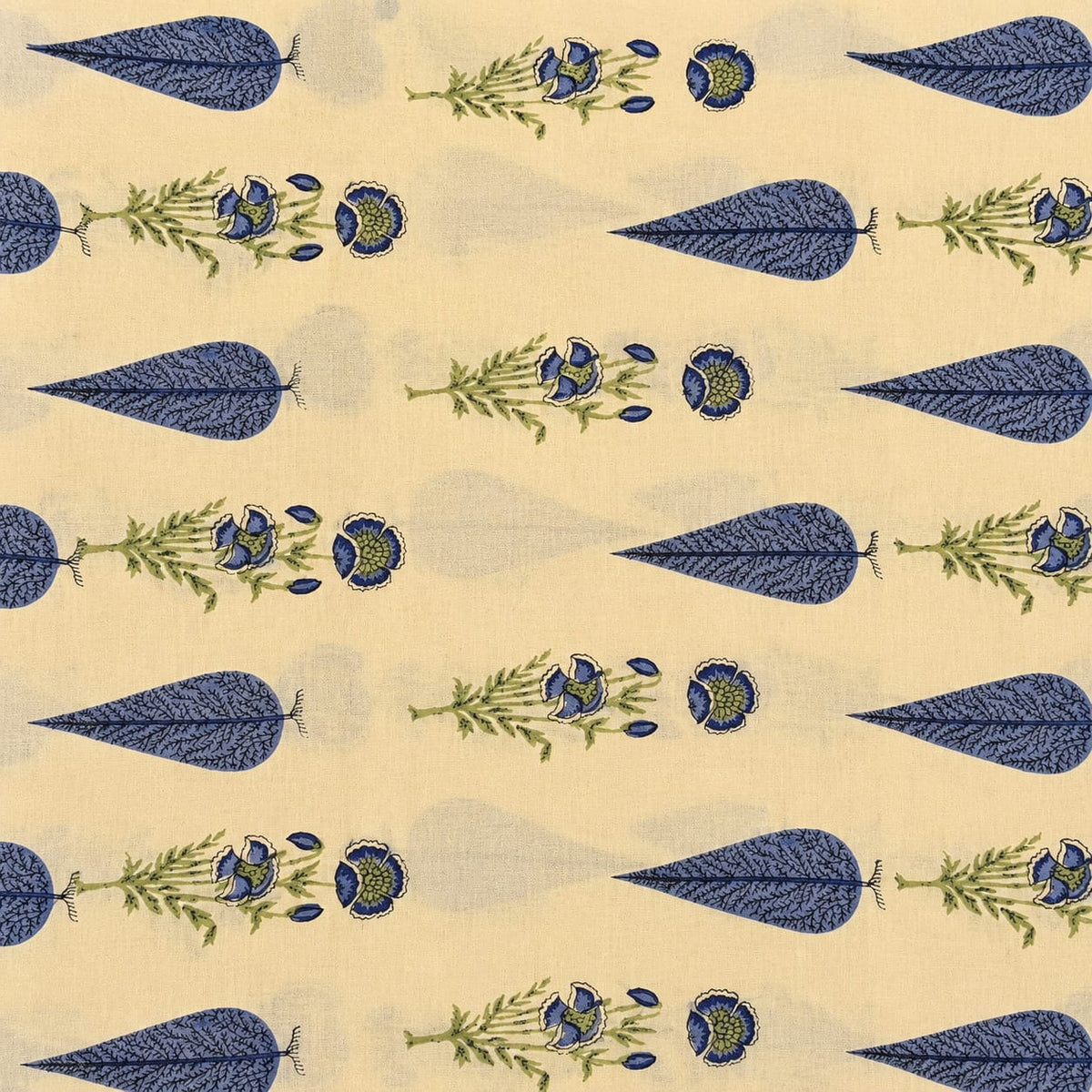 Ivory Bloom Cotton Running Fabric