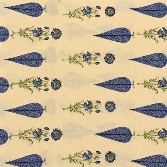 Ivory Bloom Cotton Running Fabric