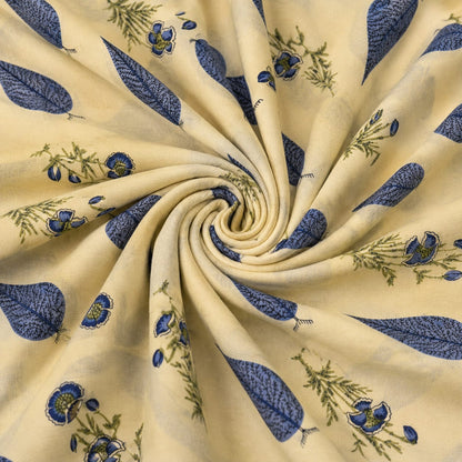 Ivory Bloom Cotton Running Fabric