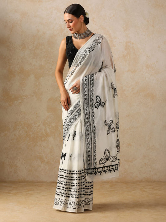 Ivory Heritage Block Print Saree
