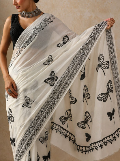 Ivory Heritage Block Print Saree